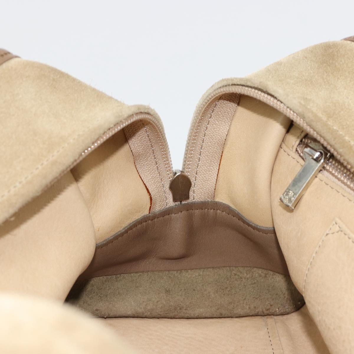 LOEWE Americana 28 Hand Bag Suede Beige Silver Auth 186833A