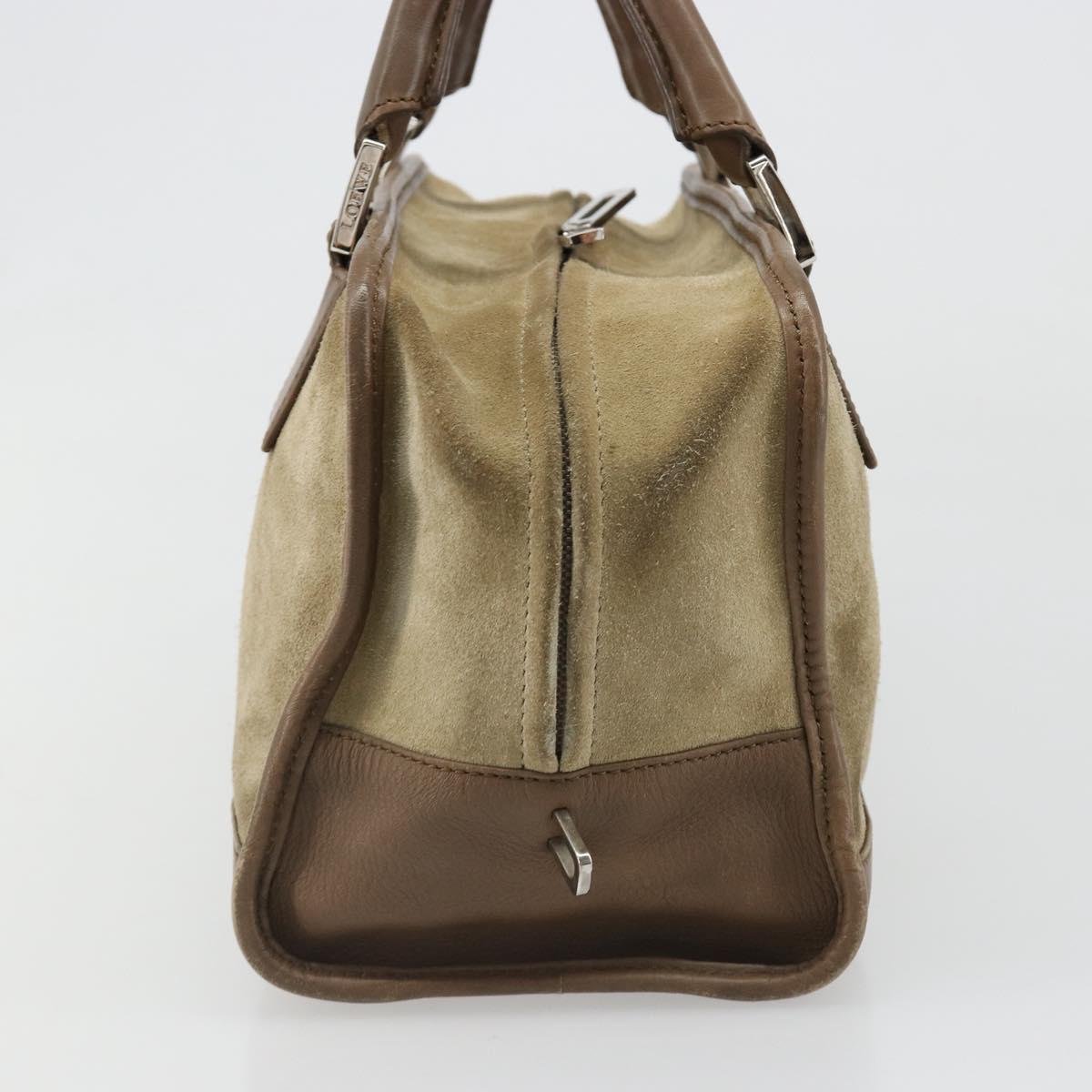 LOEWE Americana 28 Hand Bag Suede Beige Silver Auth 186833A