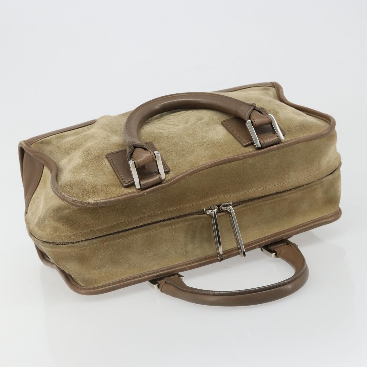 LOEWE Americana 28 Hand Bag Suede Beige Silver Auth 186833A