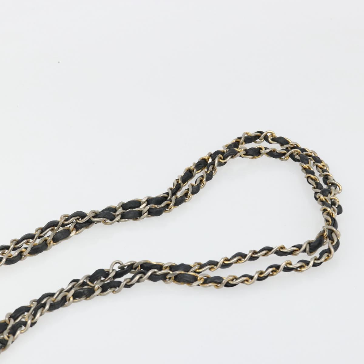 CHANEL Chain Shoulder Bag Cotton Black Gold CC Auth 186834