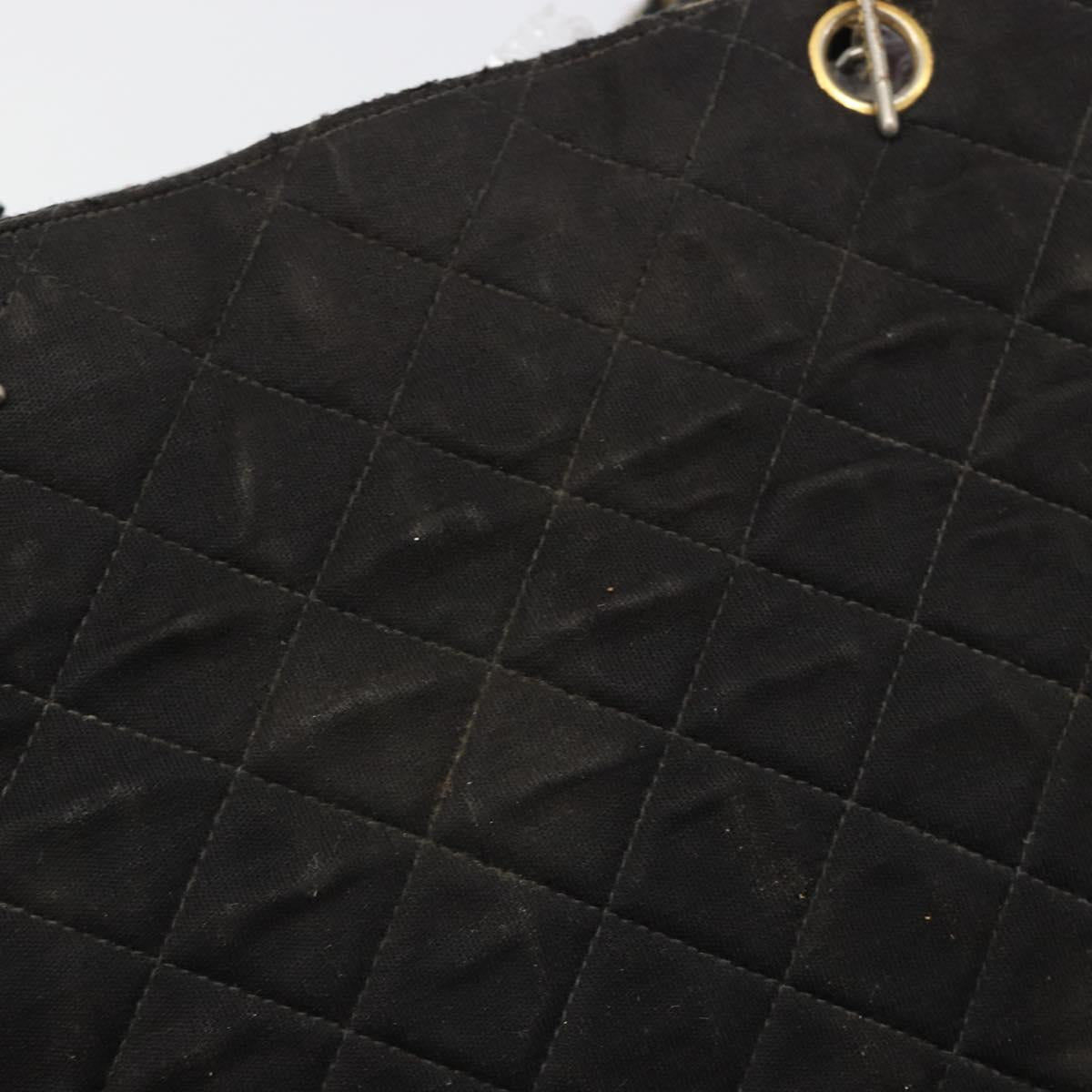 CHANEL Chain Shoulder Bag Cotton Black Gold CC Auth 186834