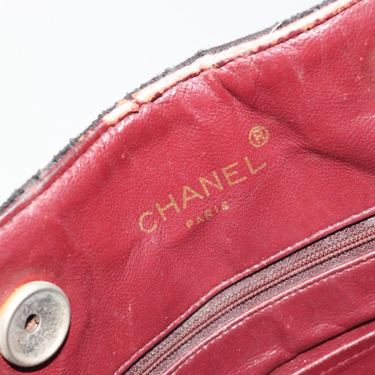 CHANEL Chain Shoulder Bag Cotton Black Gold CC Auth 186834