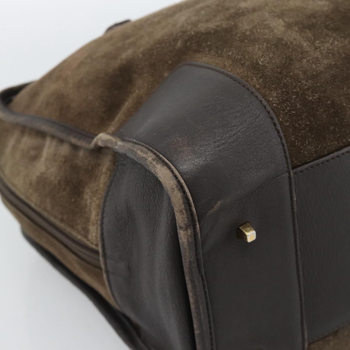 LOEWE Amazona 30 Hand Bag Suede Beige Gold Auth 186835
