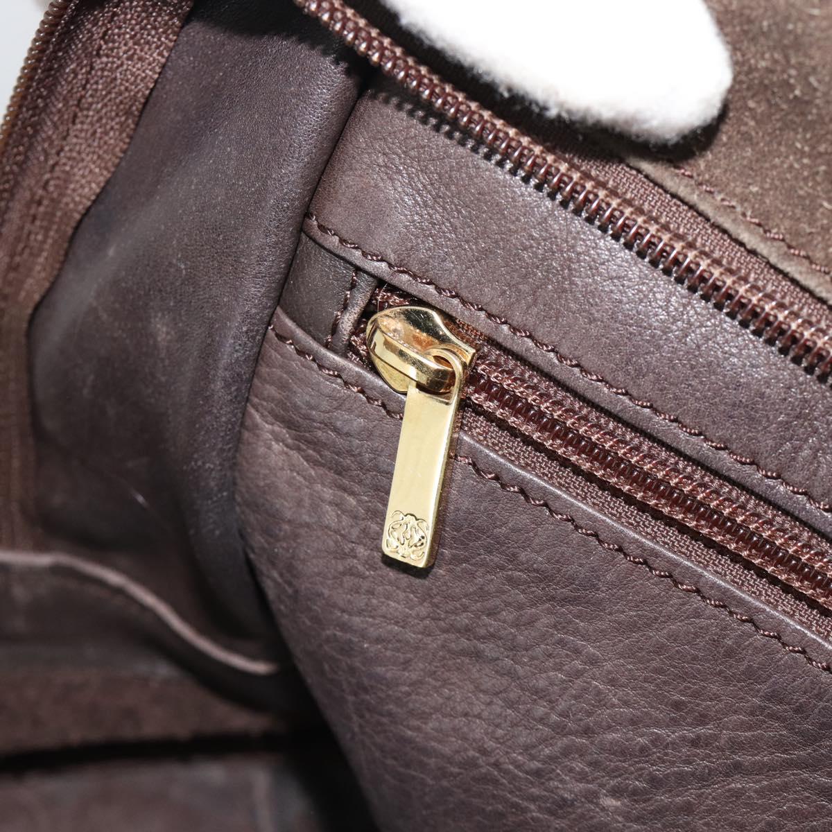 LOEWE Amazona 30 Hand Bag Suede Beige Gold Auth 186835