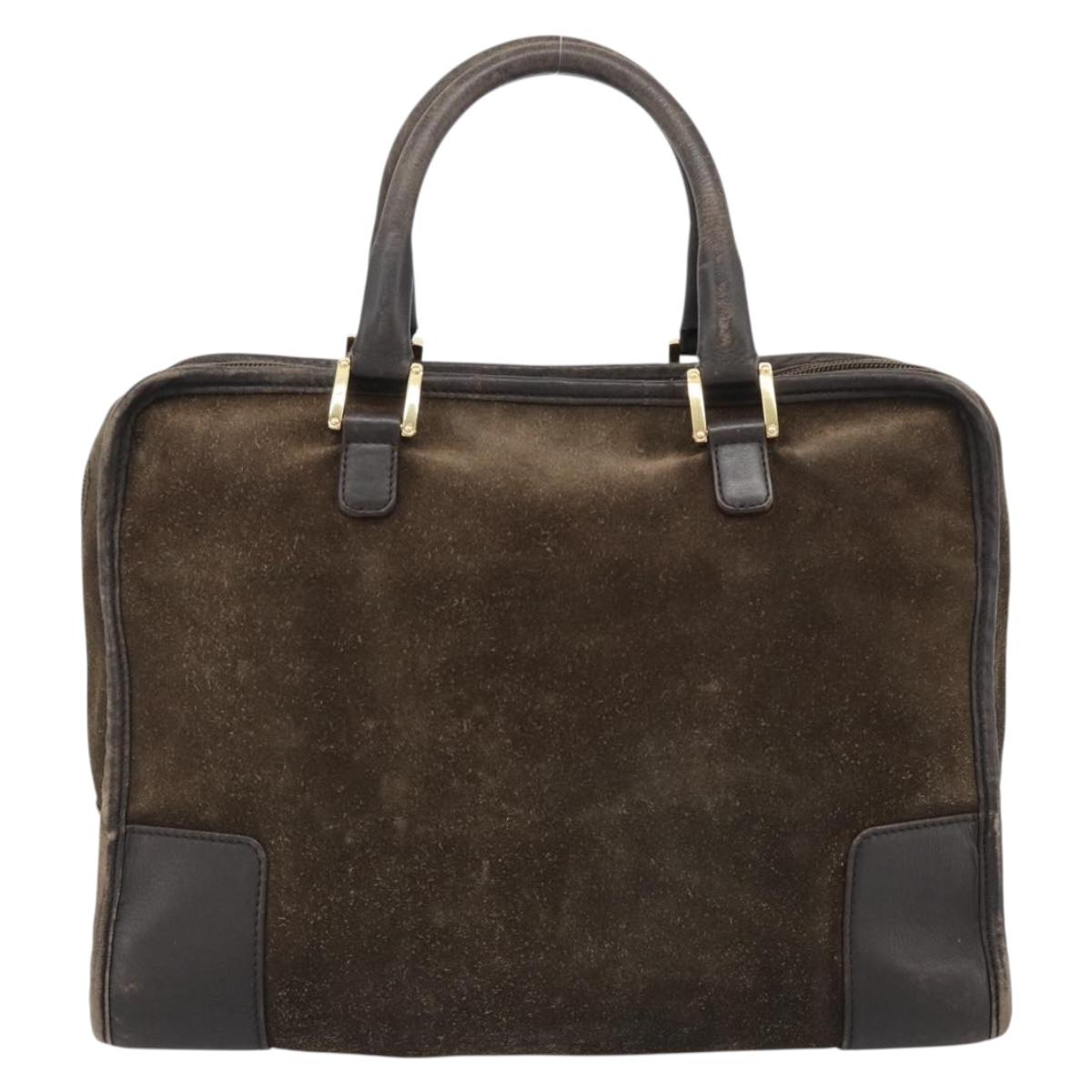 LOEWE Amazona 30 Hand Bag Suede Beige Gold Auth 186835