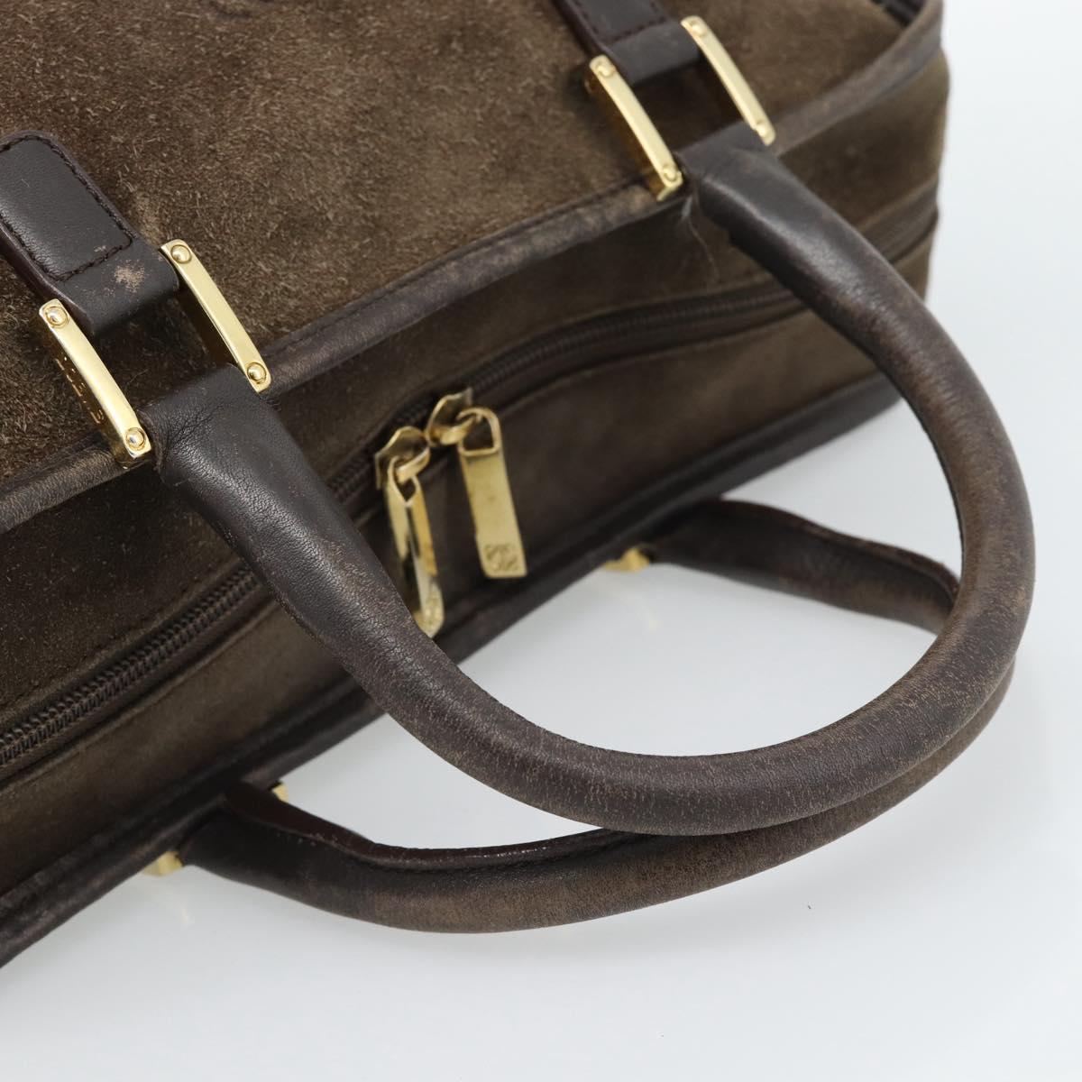 LOEWE Amazona 30 Hand Bag Suede Beige Gold Auth 186835