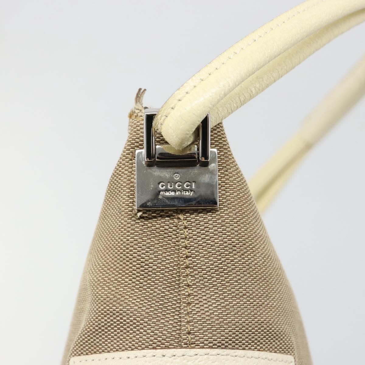 GUCCI Hand Bag Canvas Ivory Silver 001 3766 Auth 186840