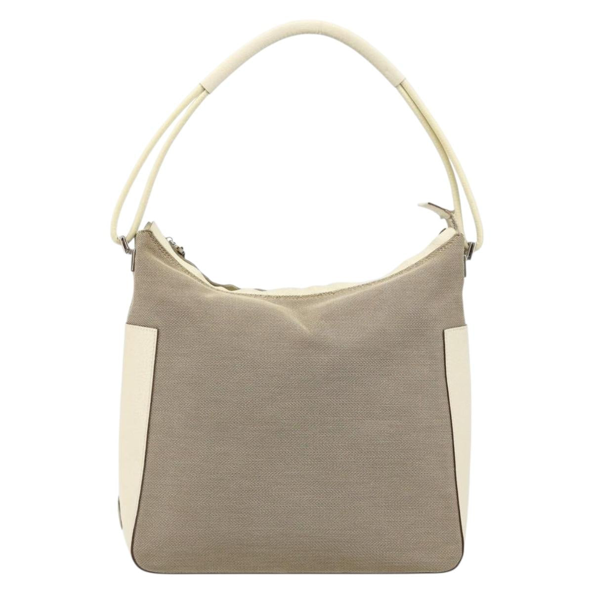 GUCCI Hand Bag Canvas Ivory Silver 001 3766 Auth 186840