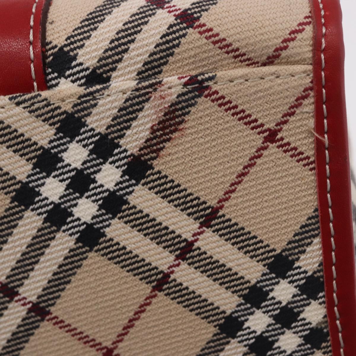 BURBERRY Nova Check Blue Label Hand Bag Canvas Beige Silver Auth 186841A