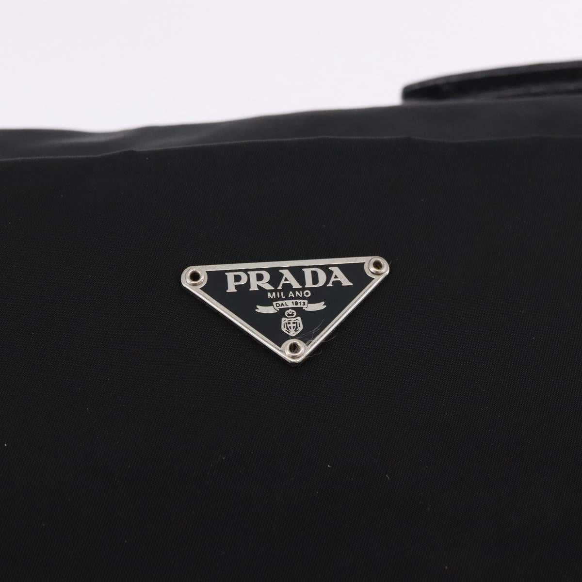 PRADA Shoulder Bag Nylon Black Silver Auth 186842A