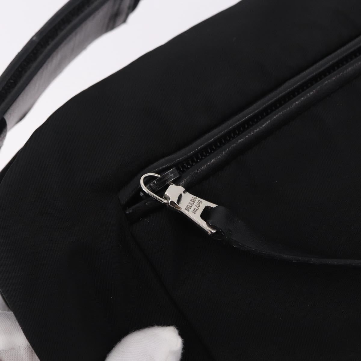PRADA Shoulder Bag Nylon Black Silver Auth 186842A