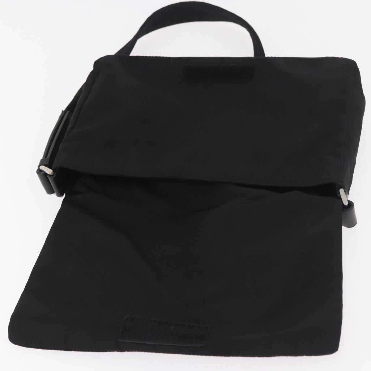 PRADA Shoulder Bag Nylon Black Silver Auth 186842A