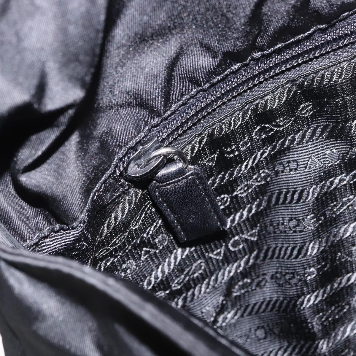 PRADA Shoulder Bag Nylon Black Silver Auth 186842A