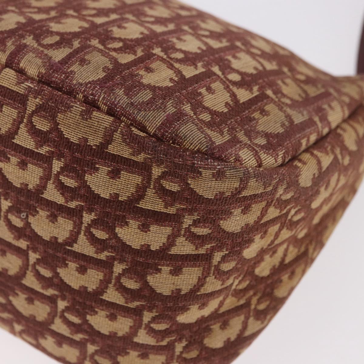 Christian Dior Trotter Canvas Shoulder Bag Red Gold Auth 186843