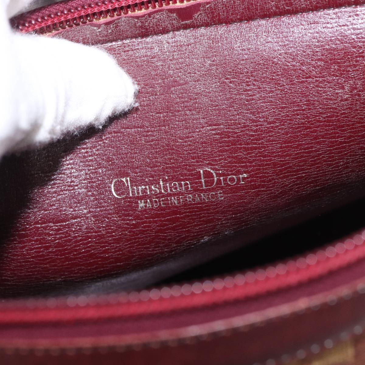 Christian Dior Trotter Canvas Shoulder Bag Red Gold Auth 186843