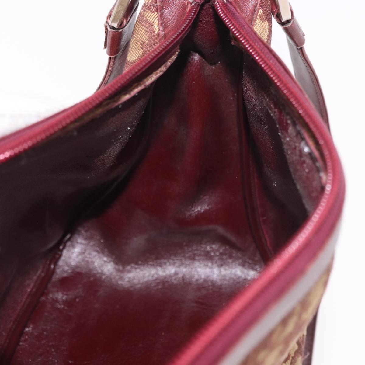 Christian Dior Trotter Canvas Shoulder Bag Red Gold Auth 186843