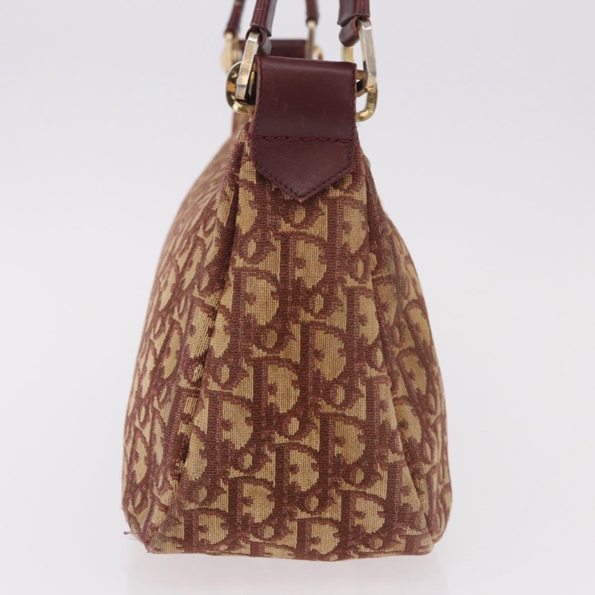 Christian Dior Trotter Canvas Shoulder Bag Red Gold Auth 186843