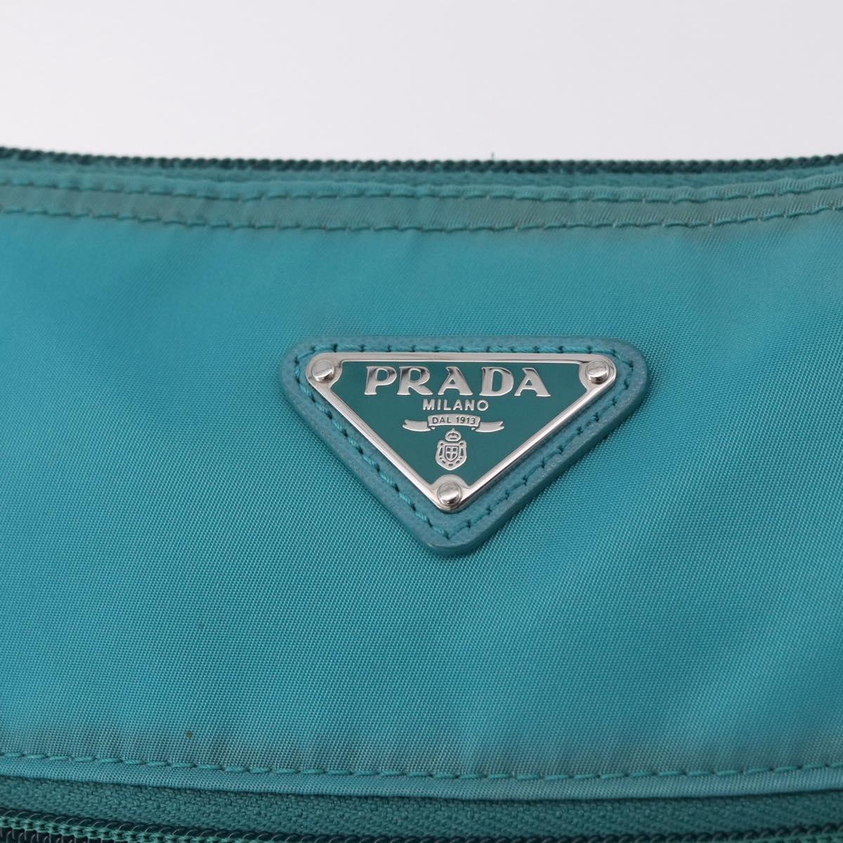 PRADA Shoulder Bag Nylon Light Blue Silver Auth 186844A
