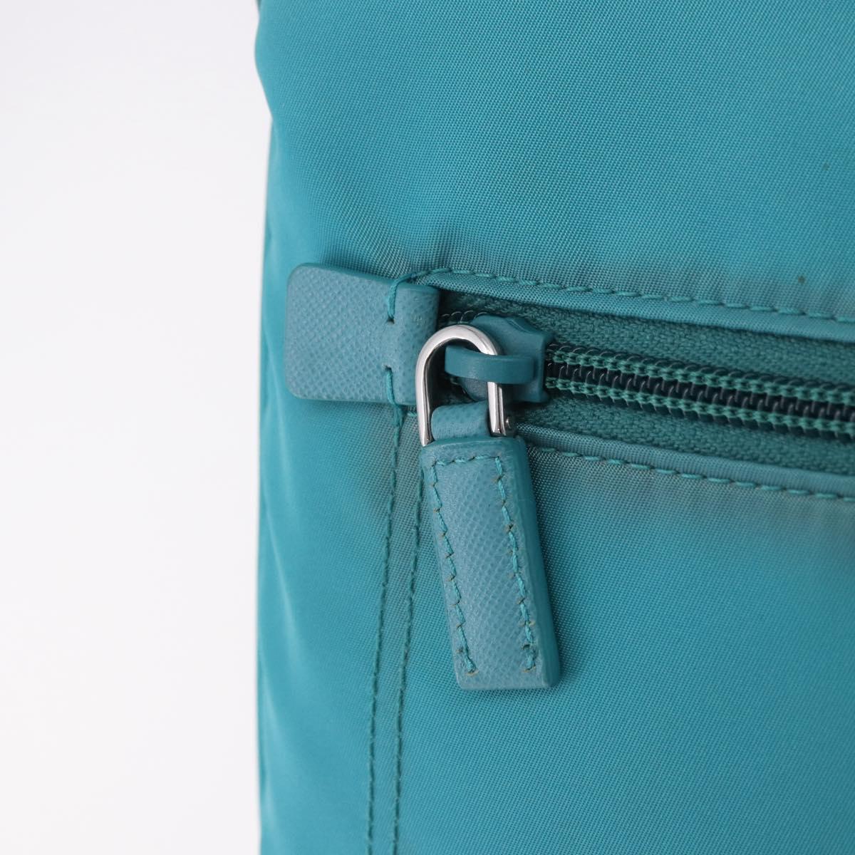 PRADA Shoulder Bag Nylon Light Blue Silver Auth 186844A