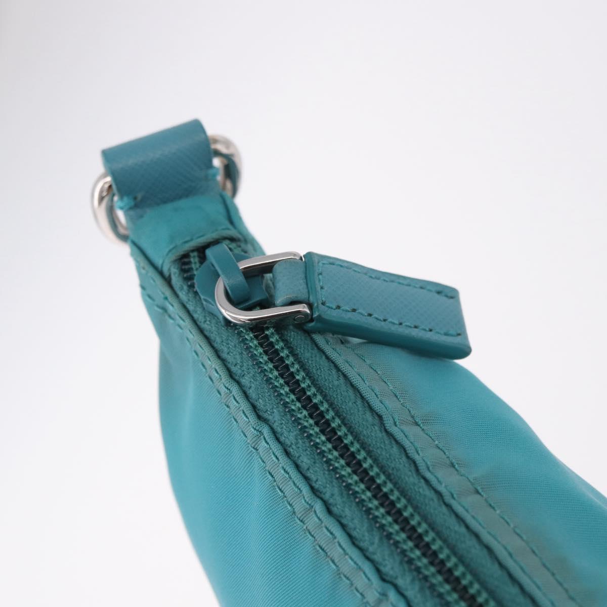 PRADA Shoulder Bag Nylon Light Blue Silver Auth 186844A