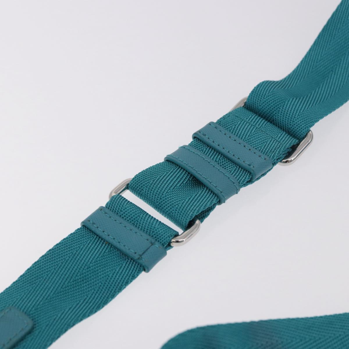 PRADA Shoulder Bag Nylon Light Blue Silver Auth 186844A