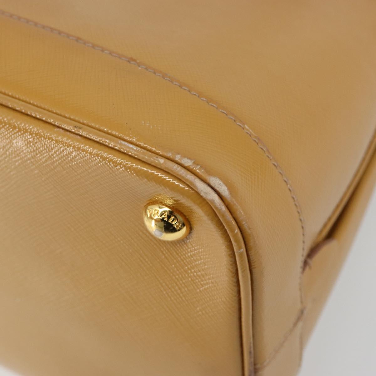 PRADA Hand Bag Leather 2way Beige Gold Auth 186845A