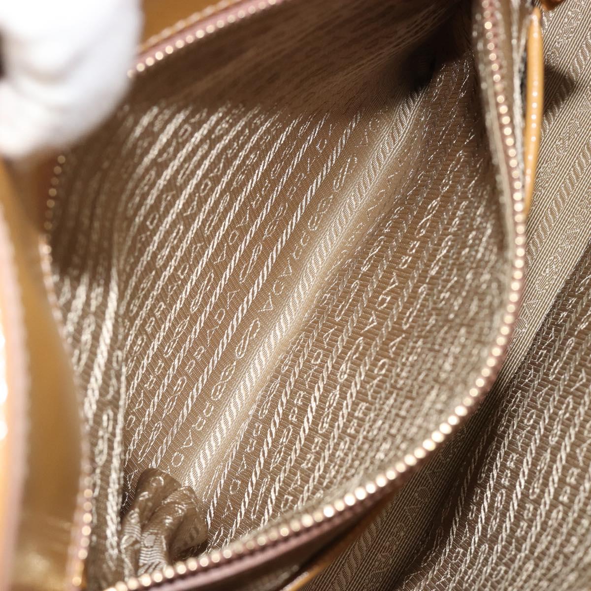 PRADA Hand Bag Leather 2way Beige Gold Auth 186845A