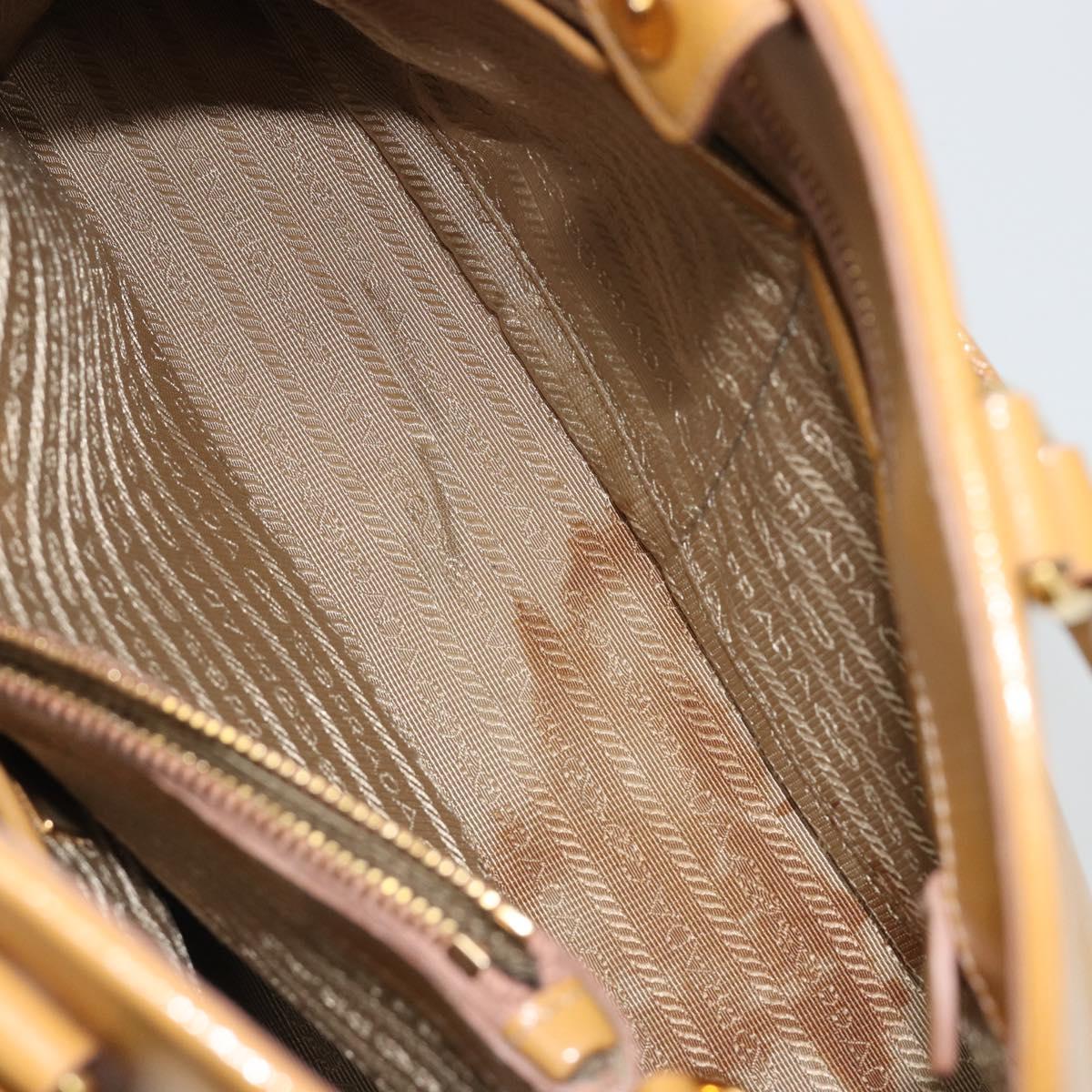 PRADA Hand Bag Leather 2way Beige Gold Auth 186845A