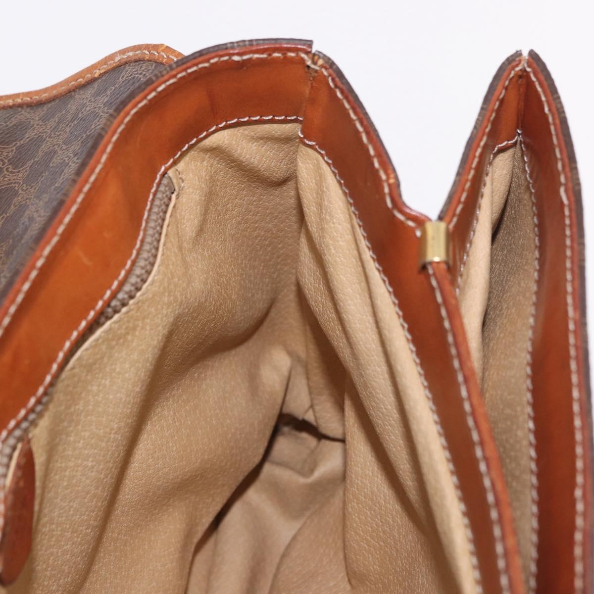 CELINE Macadam Canvas Hand Bag PVC Leather Brown Gold Auth 186847