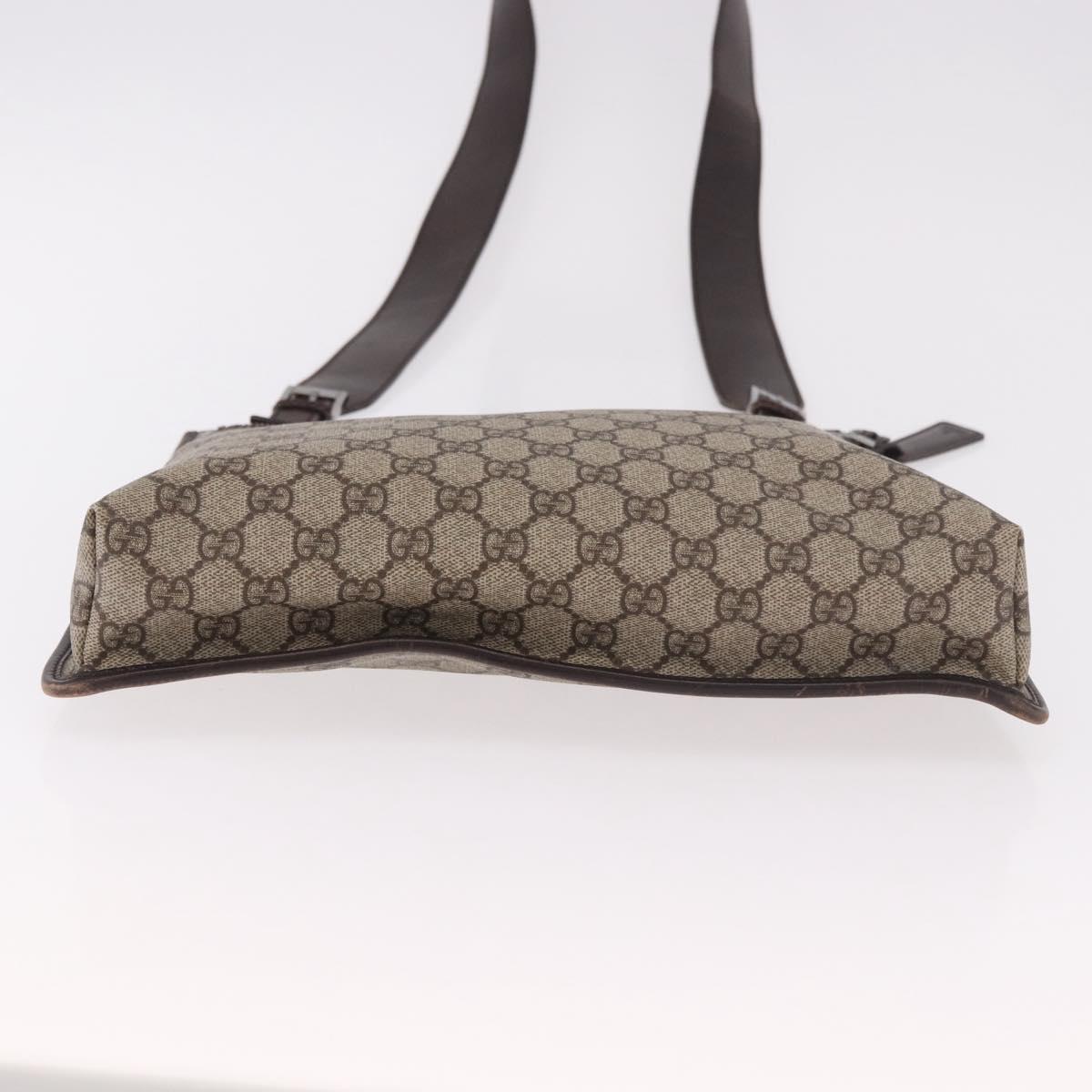 GUCCI GG Supreme Shoulder Bag PVC Beige Silver 92560 Auth 186848
