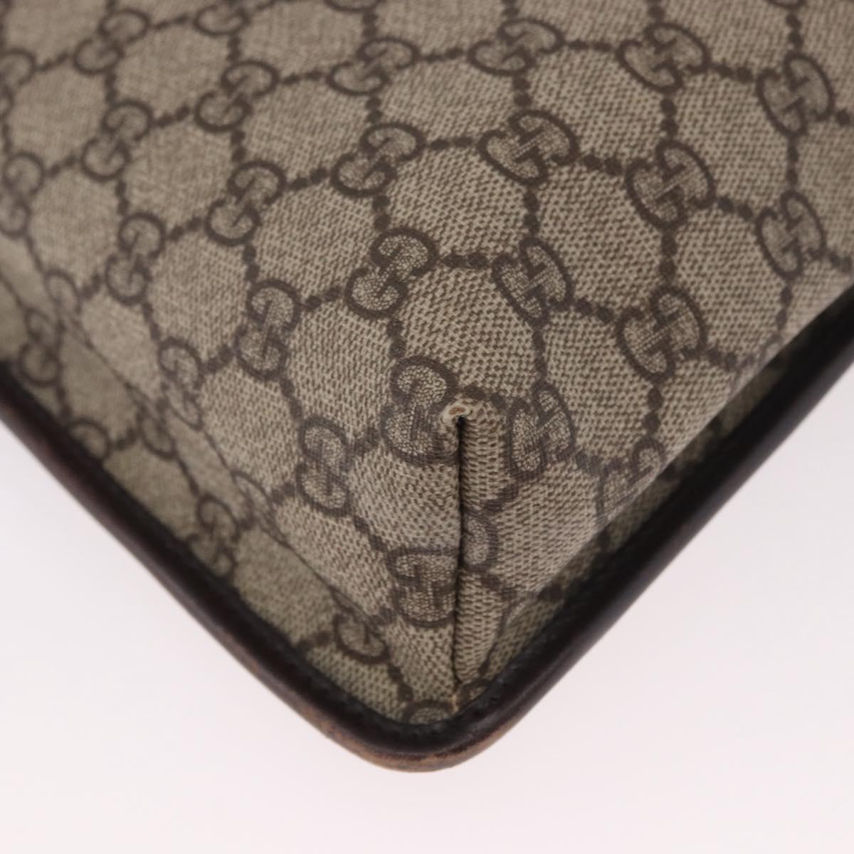 GUCCI GG Supreme Shoulder Bag PVC Beige Silver 92560 Auth 186848