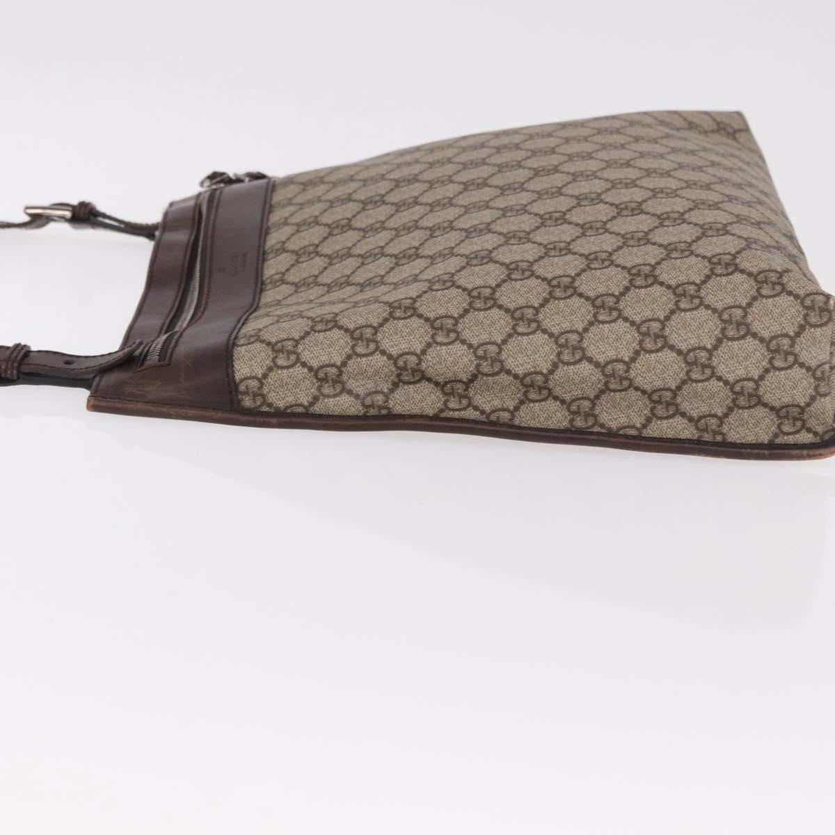 GUCCI GG Supreme Shoulder Bag PVC Beige Silver 92560 Auth 186848