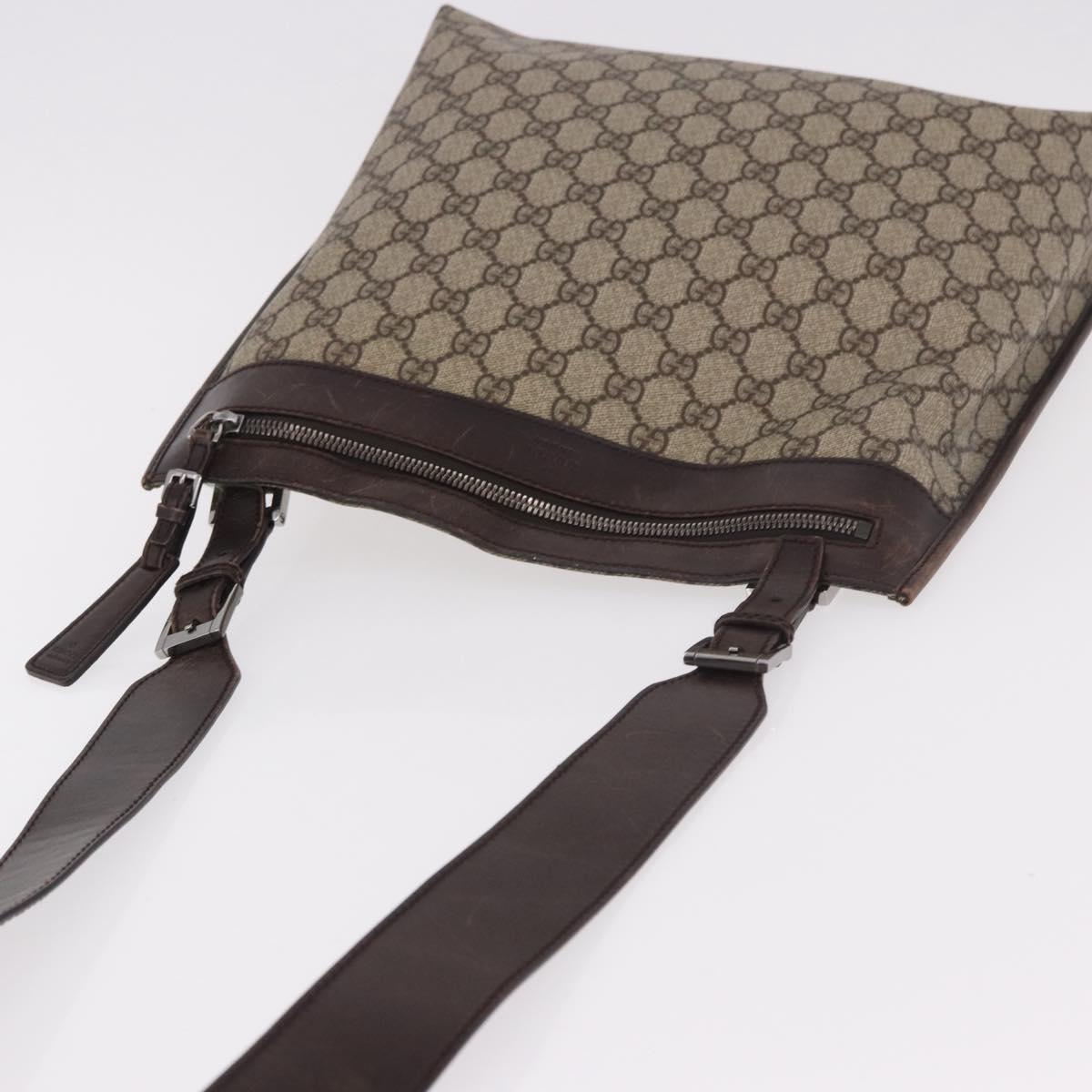 GUCCI GG Supreme Shoulder Bag PVC Beige Silver 92560 Auth 186848