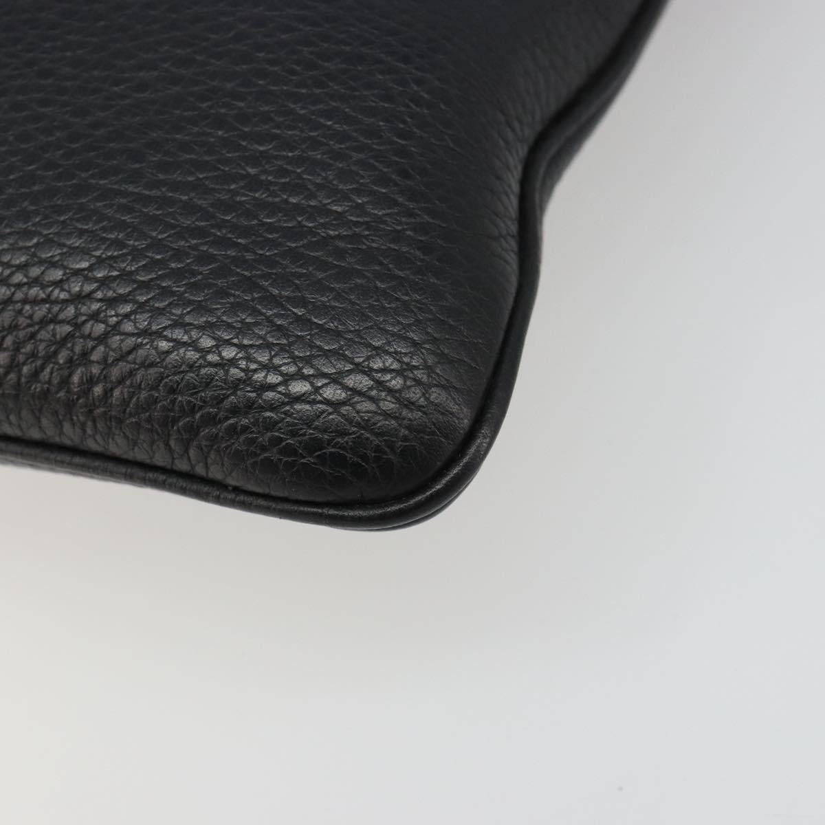 LOEWE Shoulder Bag Leather Black Silver Auth 186849A