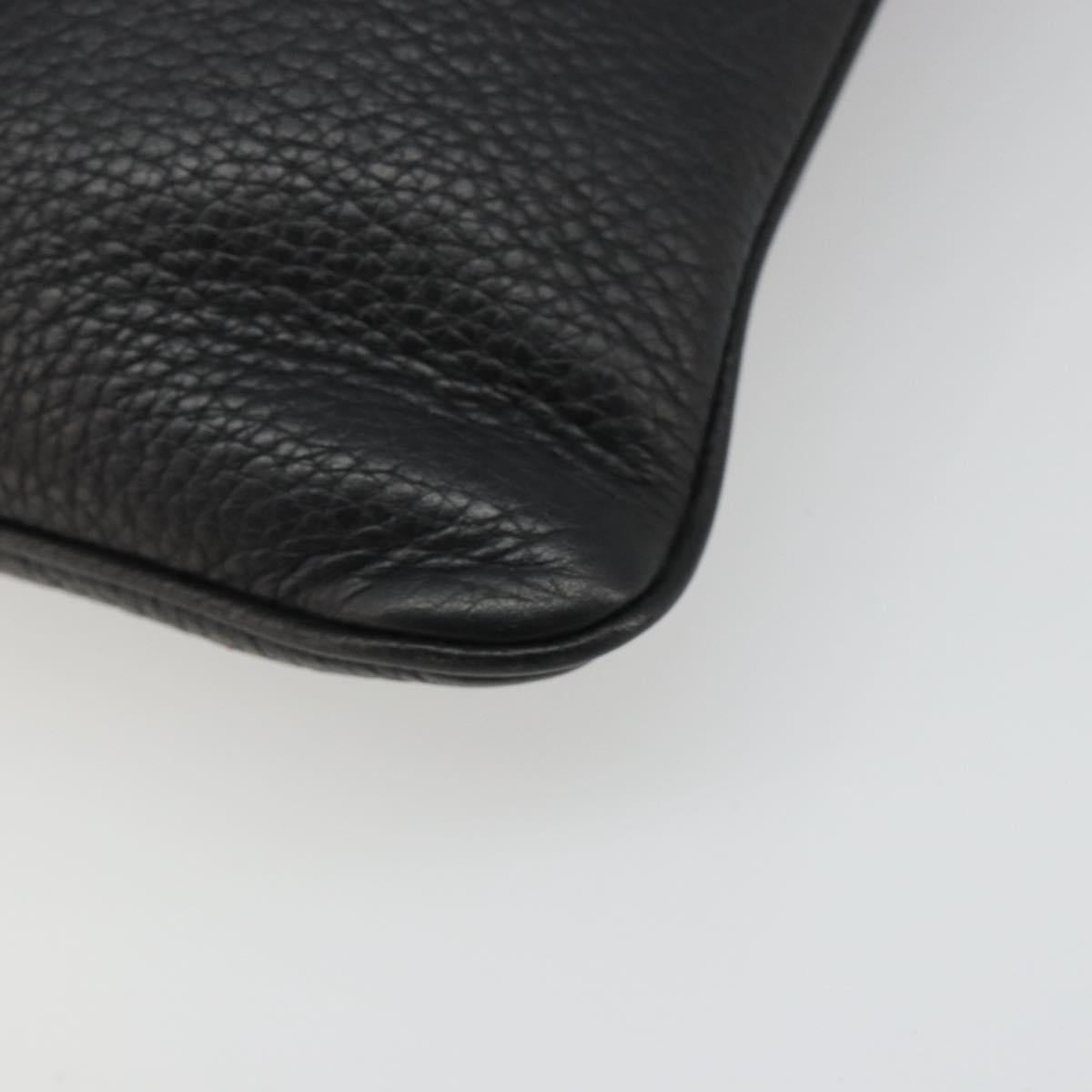 LOEWE Shoulder Bag Leather Black Silver Auth 186849A
