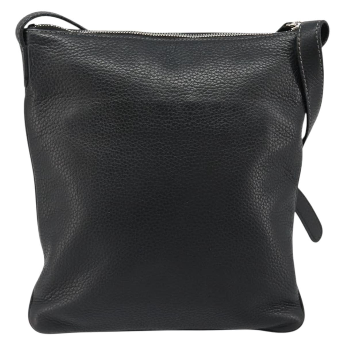 LOEWE Shoulder Bag Leather Black Silver Auth 186849A