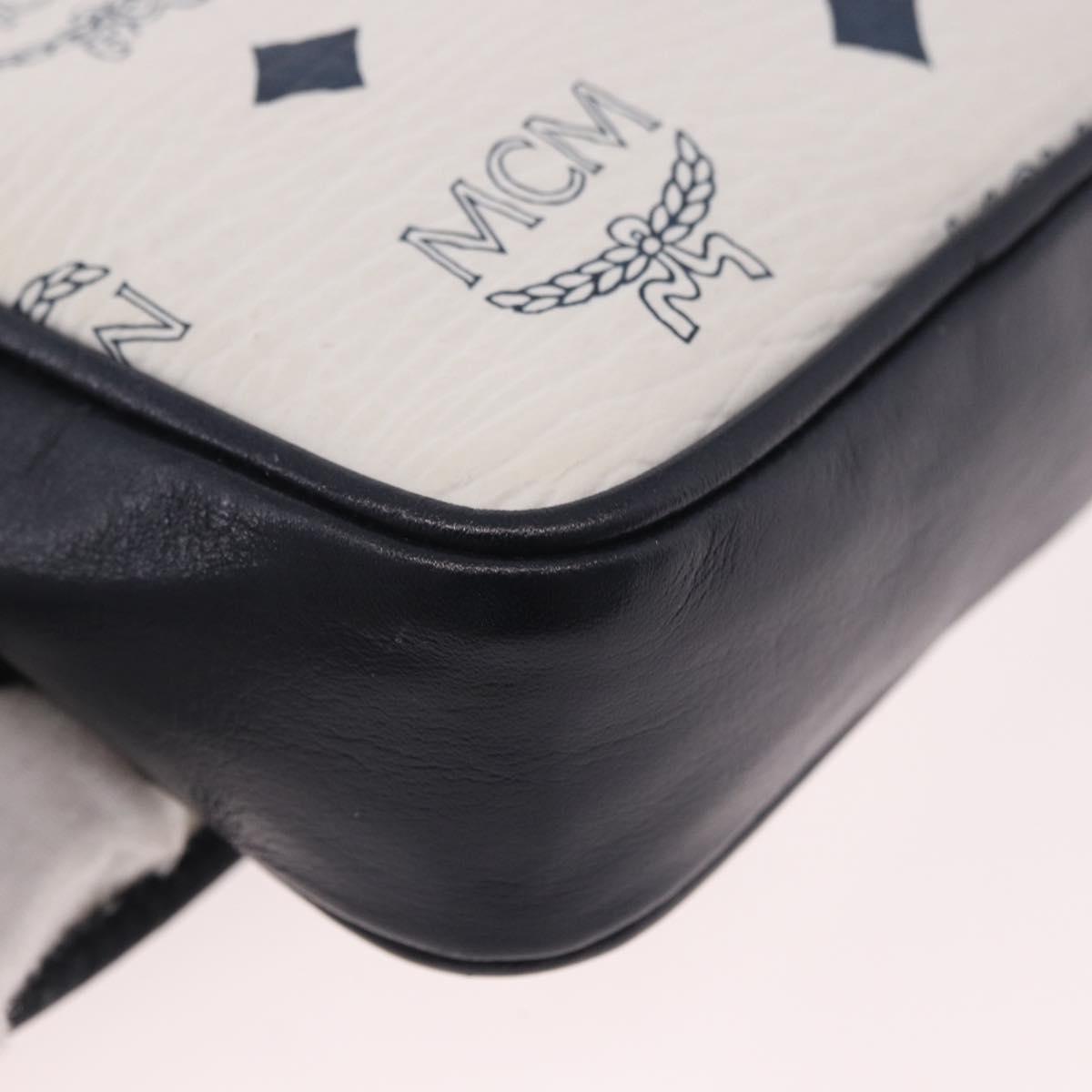 MCM Vicetos Logogram Waist Bag PVC Leather White Gold Auth 186851