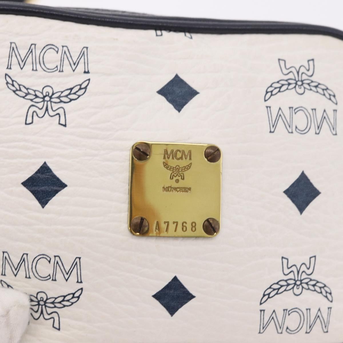MCM Vicetos Logogram Waist Bag PVC Leather White Gold Auth 186851
