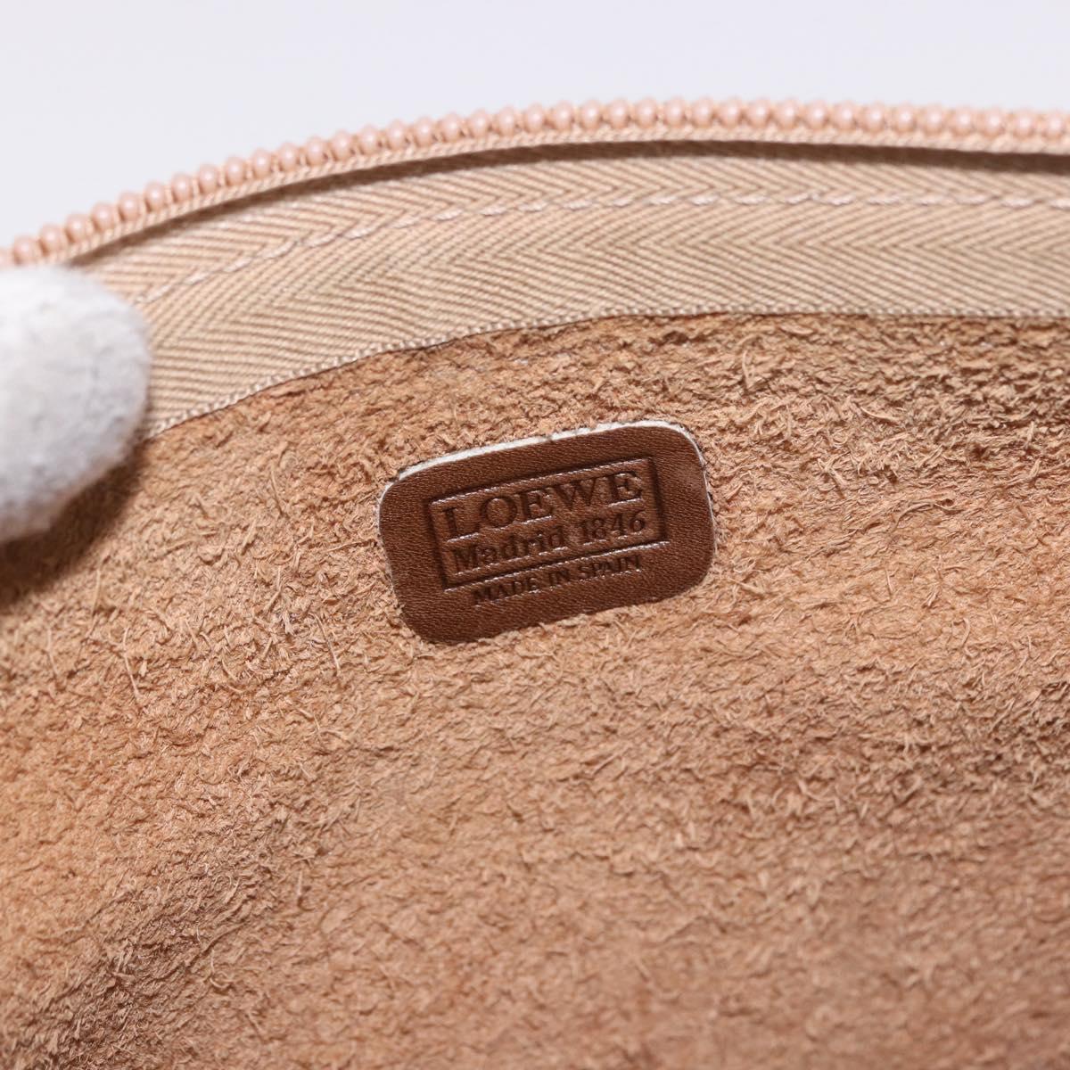 LOEWE Anagram Shoulder Bag Leather Beige Gold Auth 186856