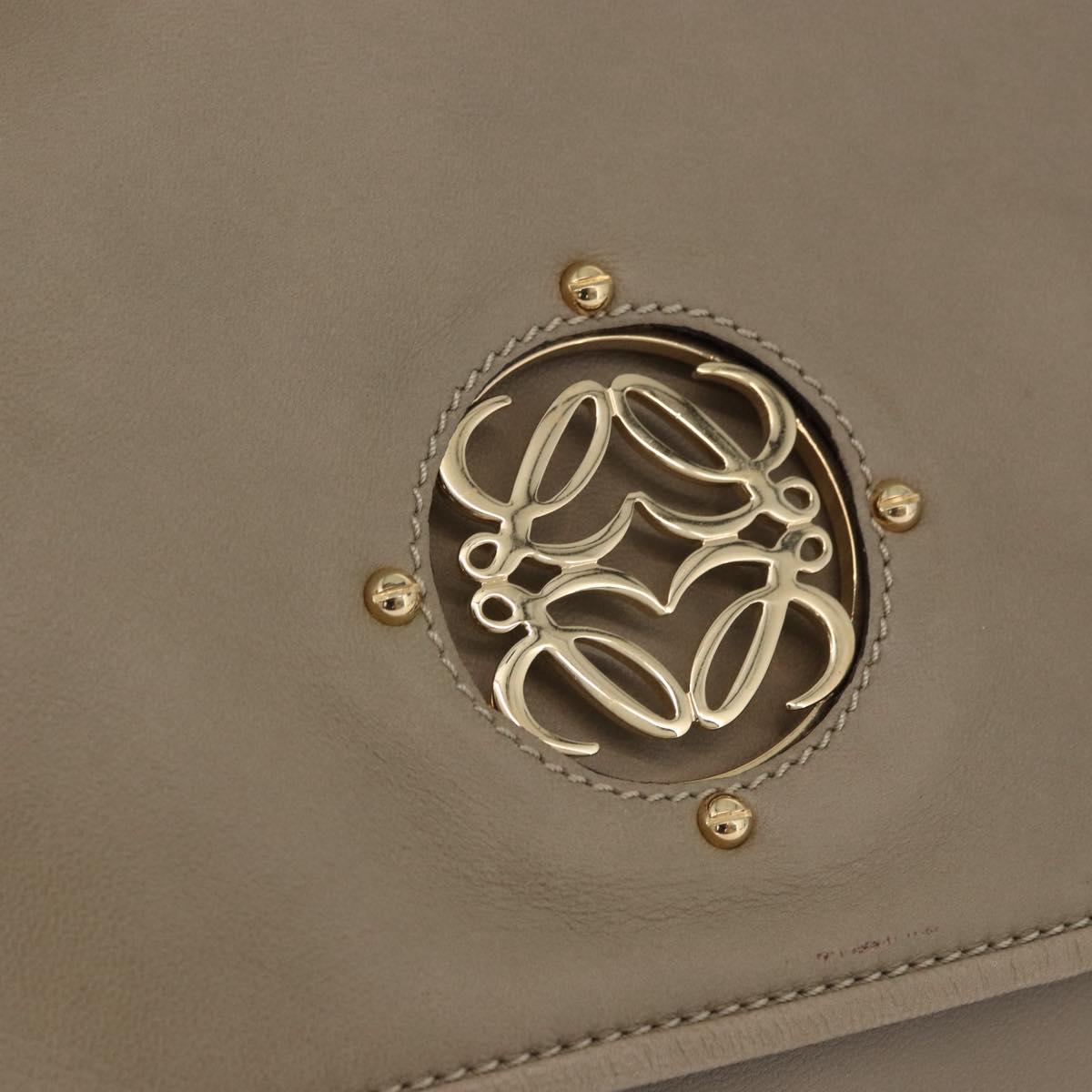 LOEWE Anagram Mya Shoulder Bag Leather Beige Gold Auth 186857A