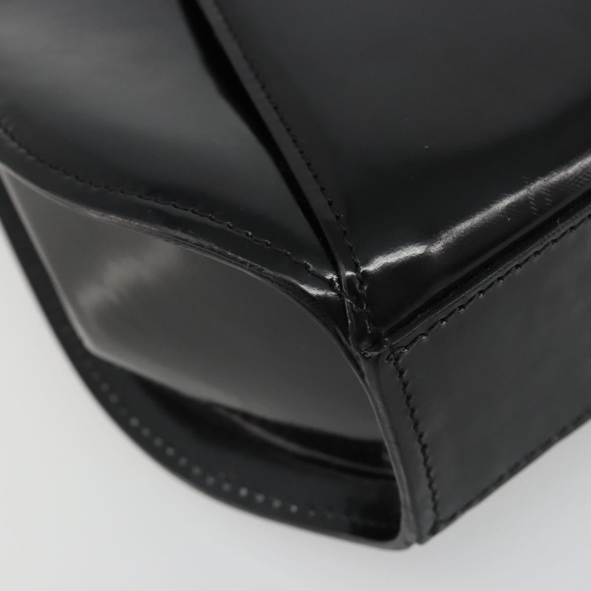 CARTIER PANTHERE Hand Bag Patent leather Black Silver Auth 186858A