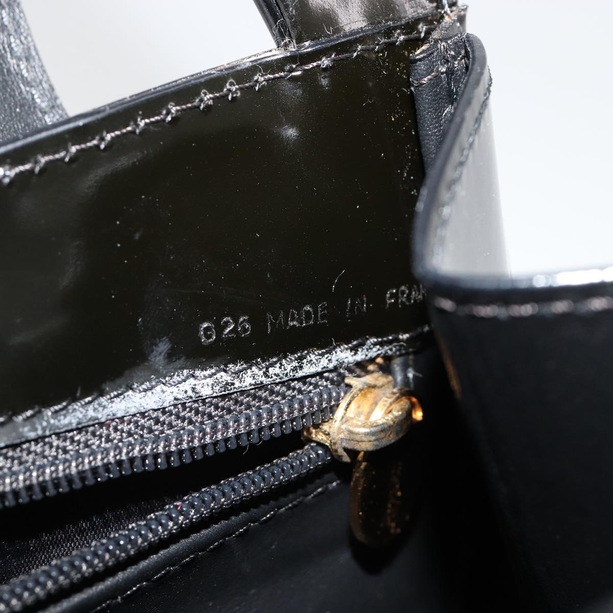 CARTIER PANTHERE Hand Bag Patent leather Black Silver Auth 186858A