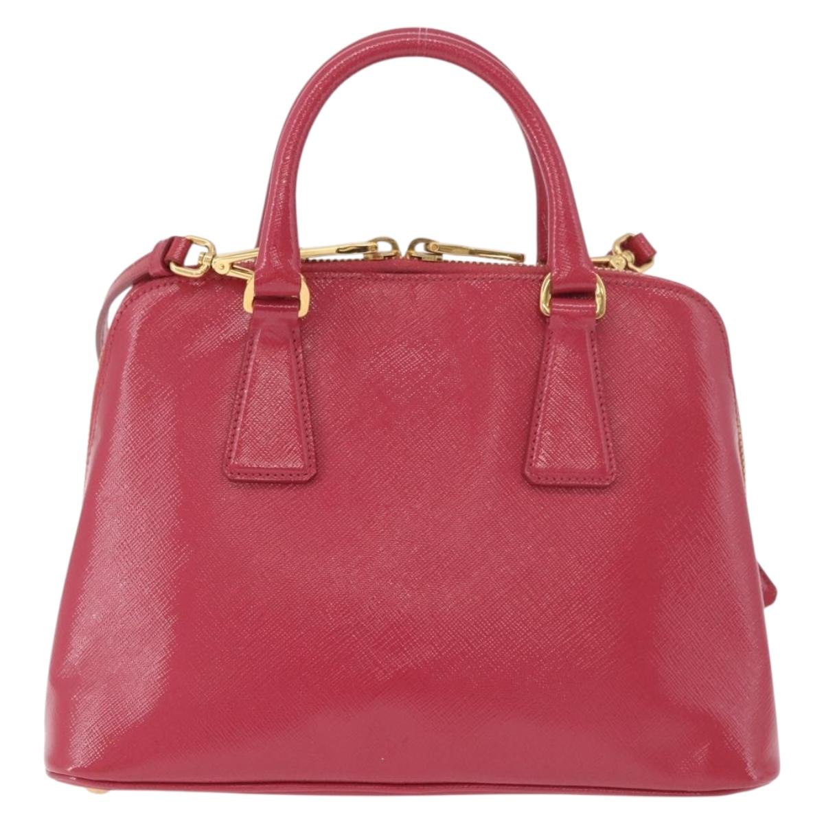 PRADA Hand Bag Saffiano Leather 2way Pink Gold Auth 186860V
