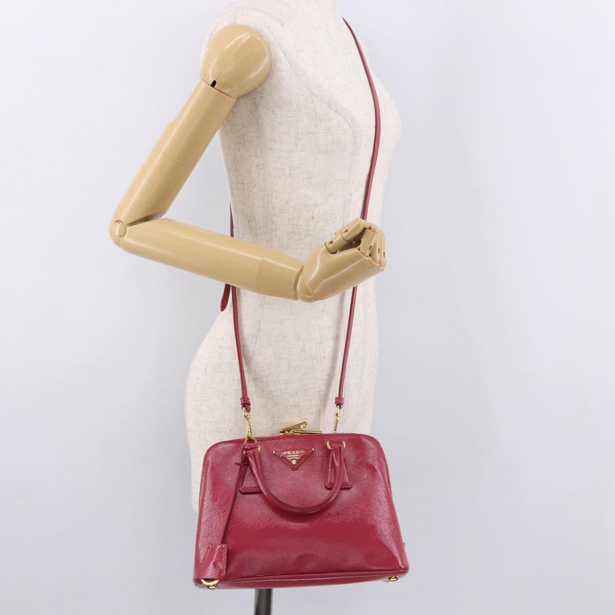 PRADA Hand Bag Saffiano Leather 2way Pink Gold Auth 186860V