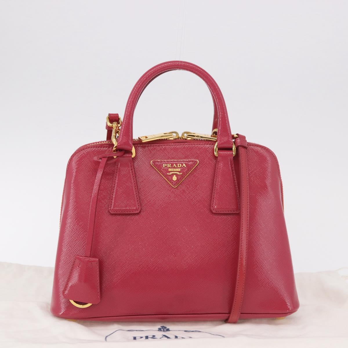 PRADA Hand Bag Saffiano Leather 2way Pink Gold Auth 186860V