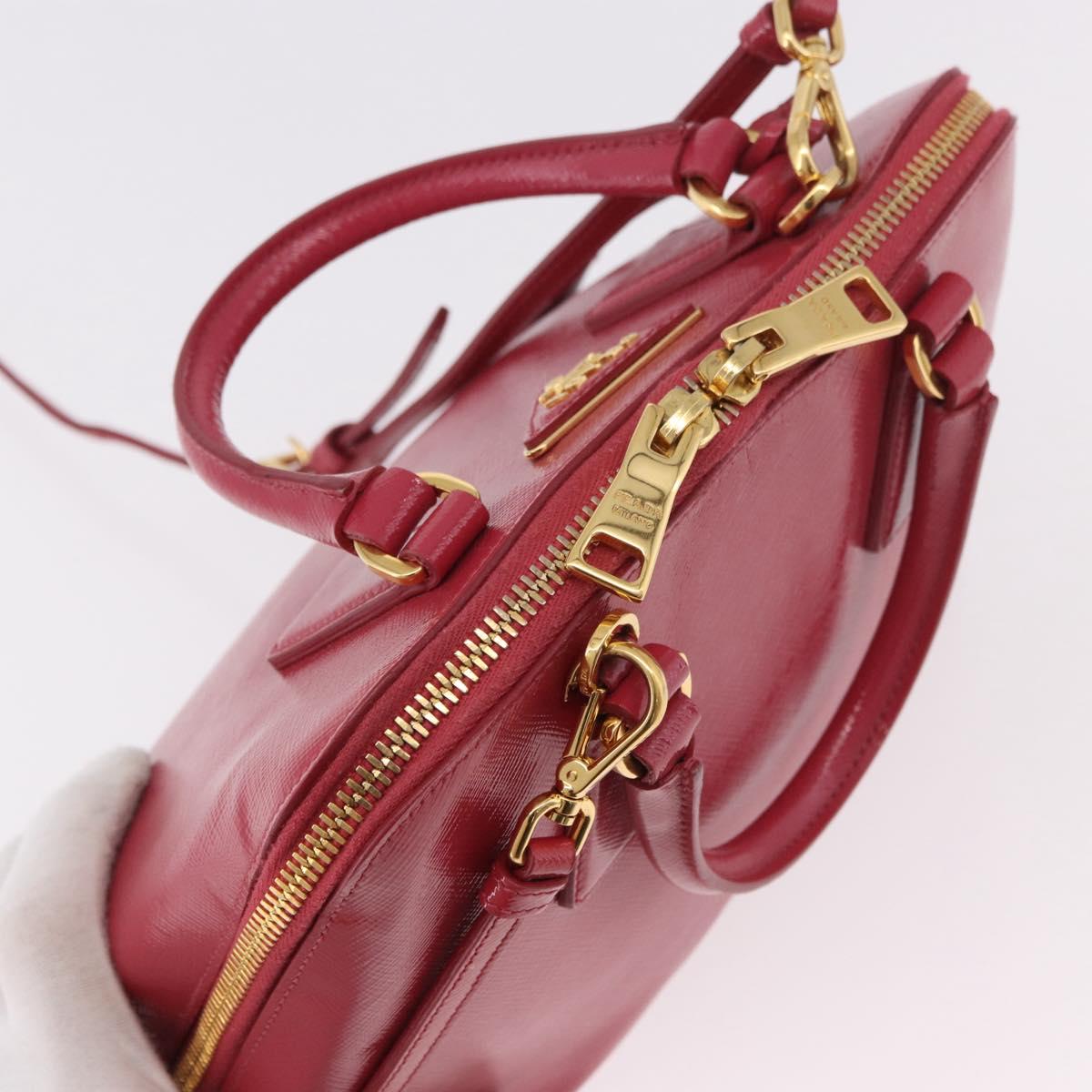PRADA Hand Bag Saffiano Leather 2way Pink Gold Auth 186860V