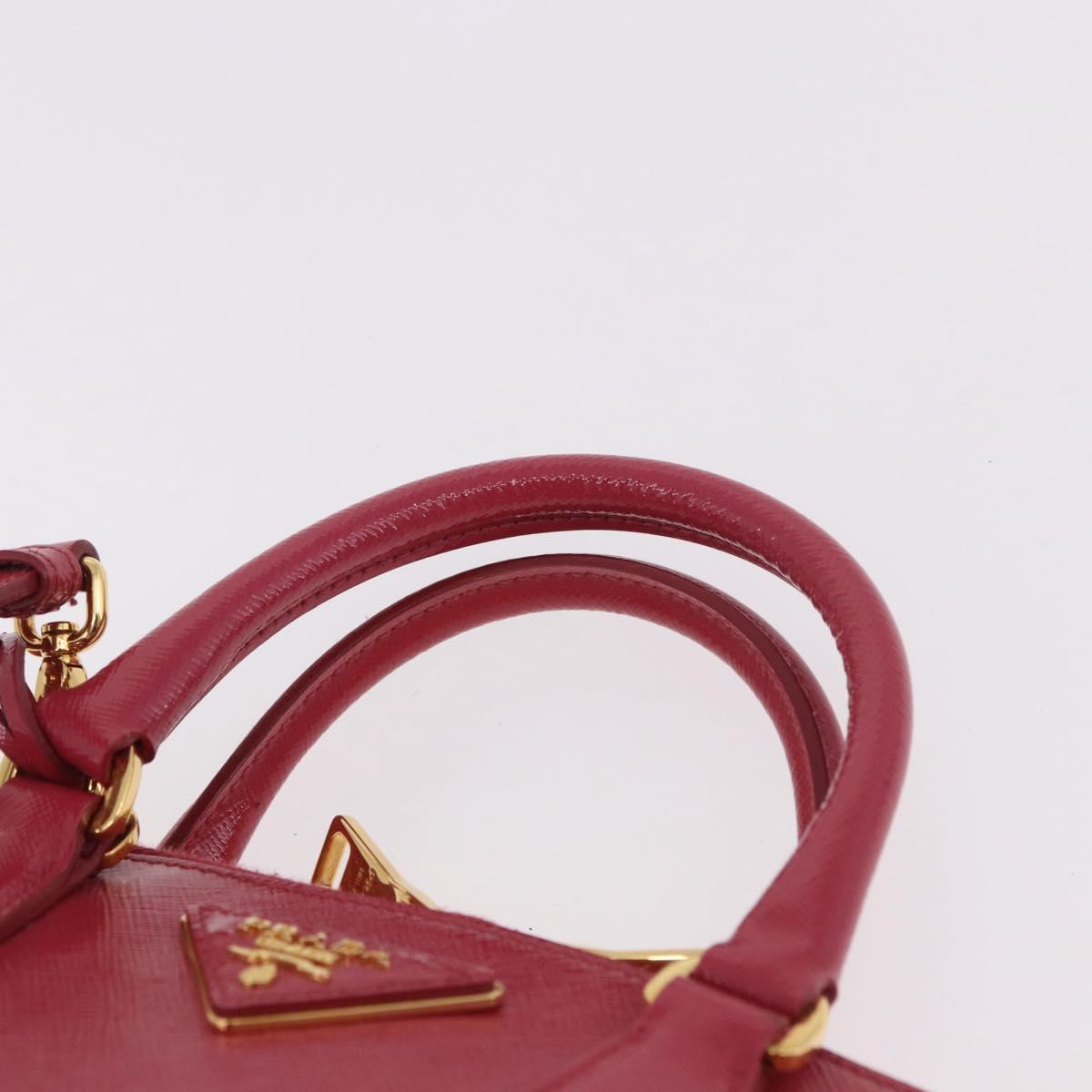 PRADA Hand Bag Saffiano Leather 2way Pink Gold Auth 186860V