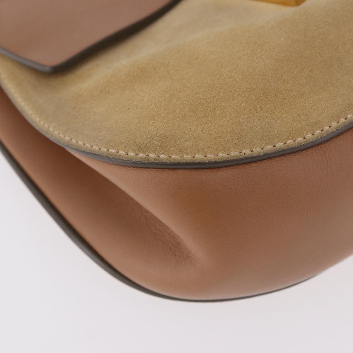 Chloe Drew Chain Shoulder Bag Suede Leather Beige Gold Auth 186862A