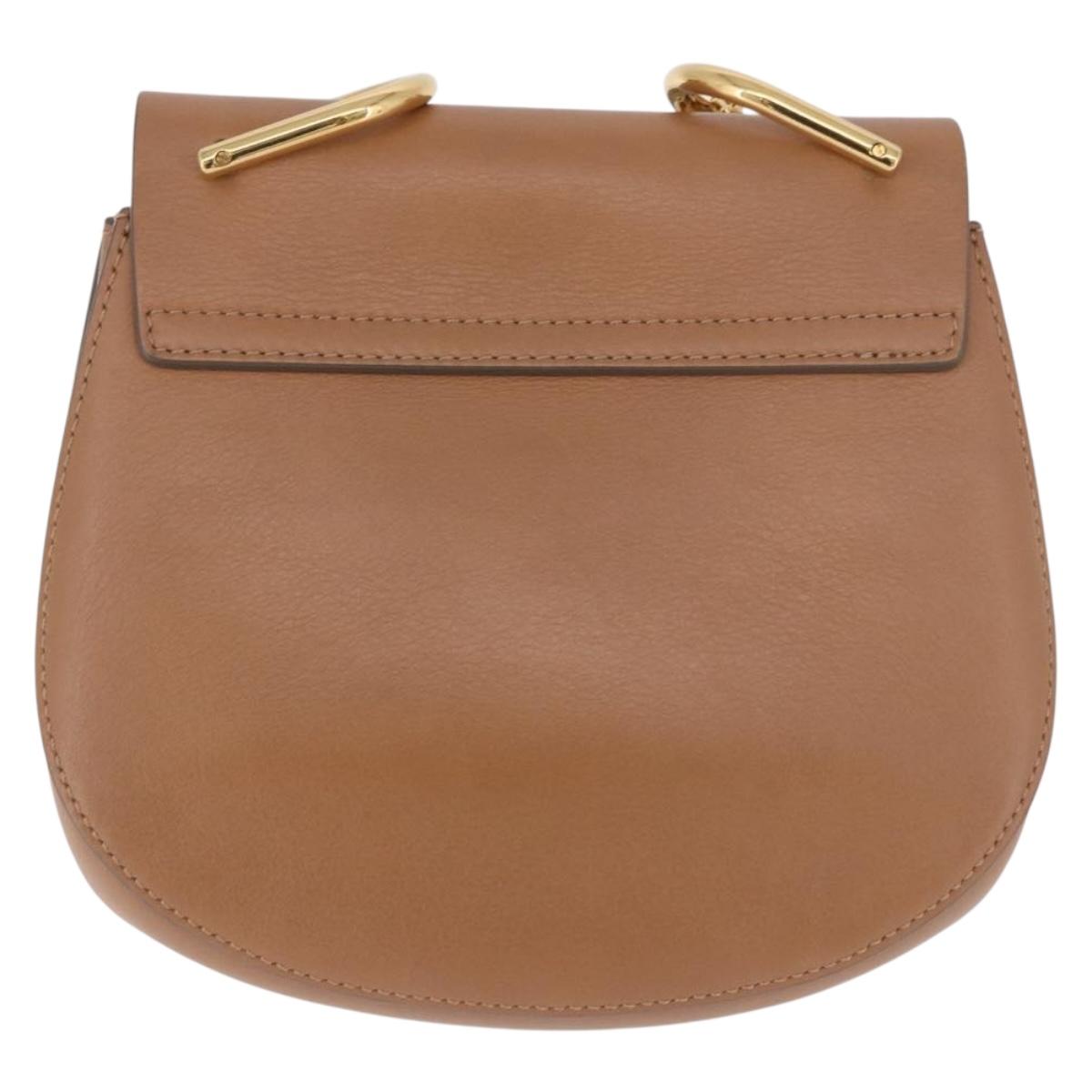 Chloe Drew Chain Shoulder Bag Suede Leather Beige Gold Auth 186862A