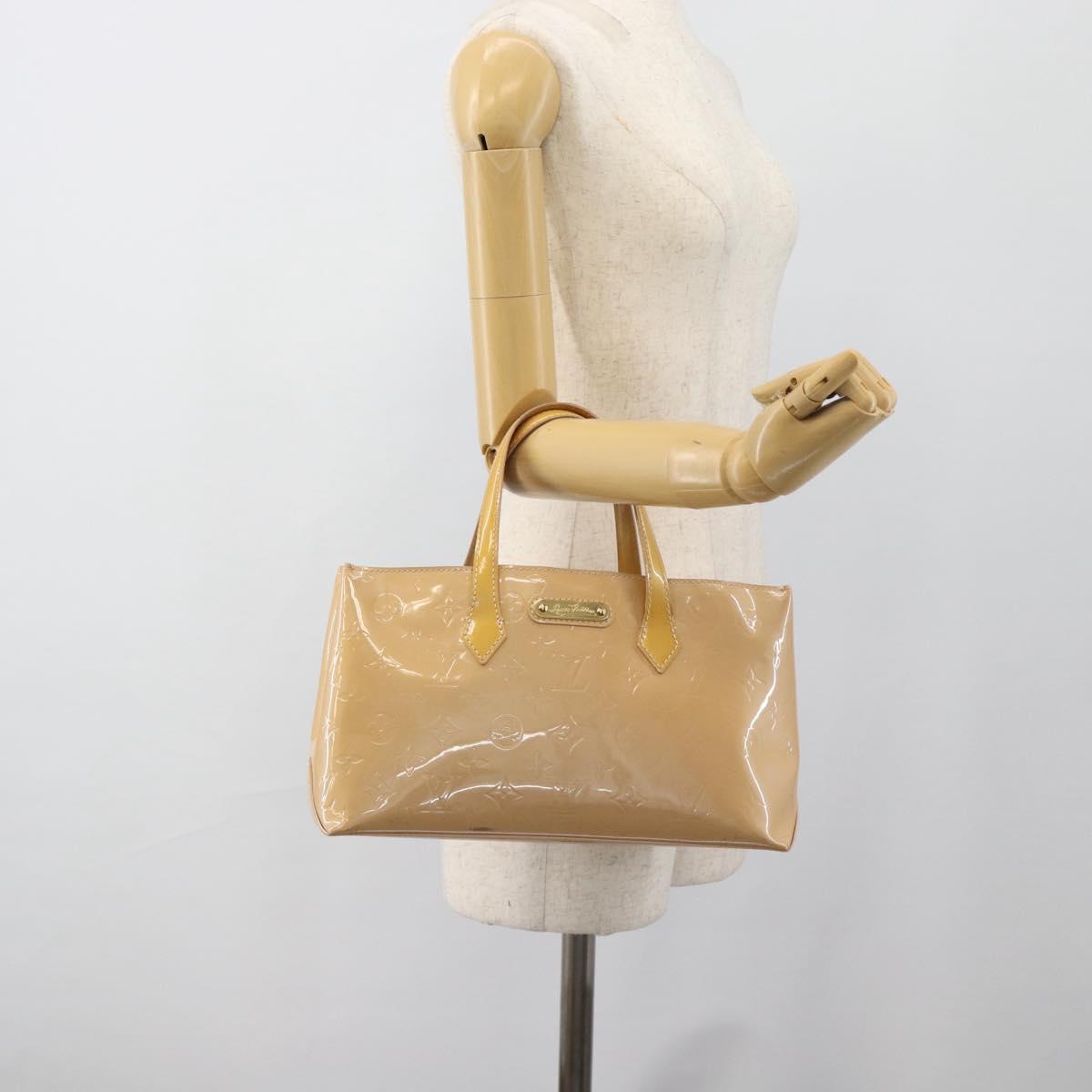 LOUIS VUITTON Monogram Vernis Wilshire PM Hand Bag Broncorail M91452 Auth 186866